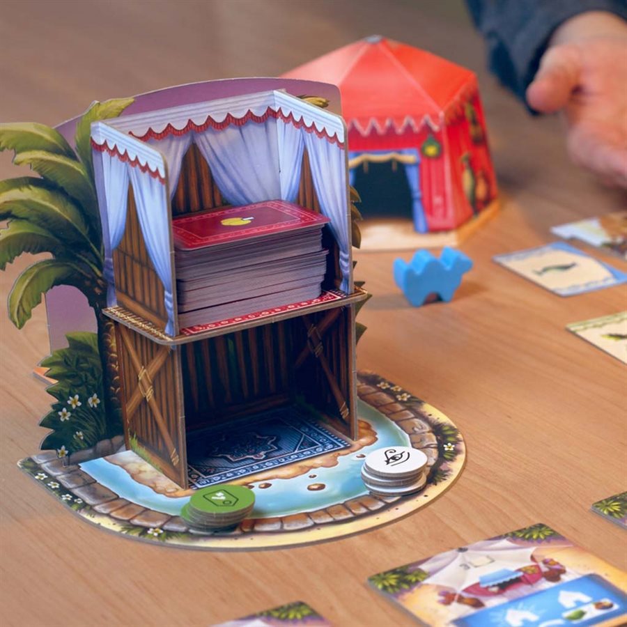 Camel Up: Off Season swaps the board game's racing for bidding on bazaars